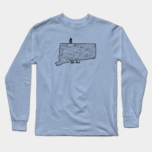 Get Lost Hiking Topographic Art Hike Connecticut State Map Long Sleeve T-Shirt